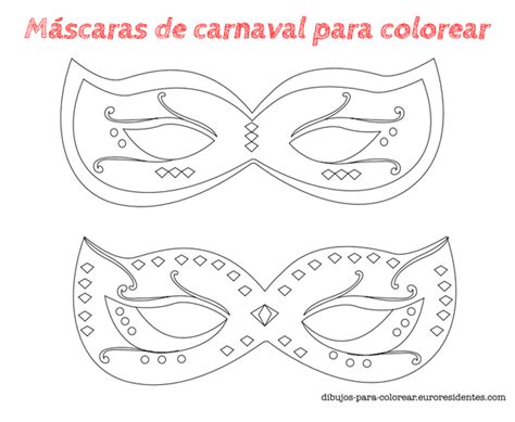 Dibujos Para Colorear 6 Máscaras De Carnaval Para Colorear