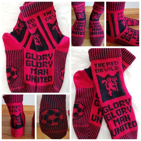 Over 100 free and complete knitting patterns for men. Manchester United Sokker (med bilder) | Strikking, Hekling ...