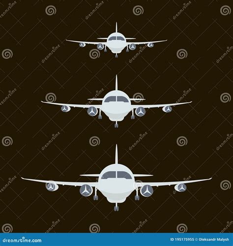 Airplanes Silhouette Front View Aircraft Vector Illustration