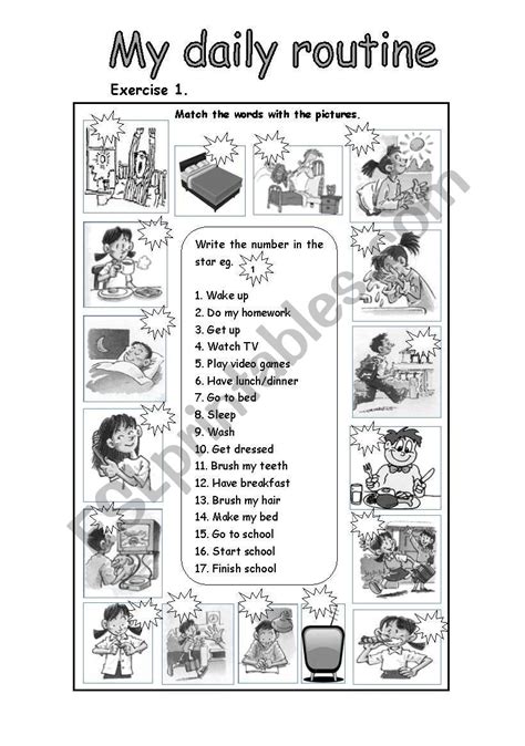 Daily Routine English Esl Worksheets For Distance