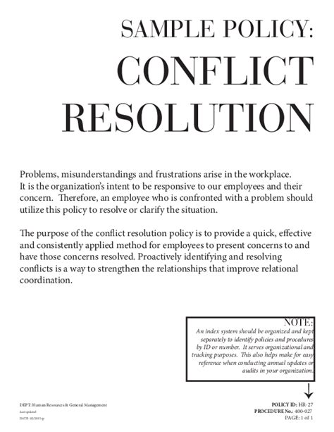 Pdf Sample Policy Conflict Resolution Christine Pasqueretta