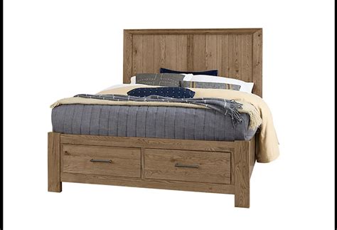 Vaughan Bassett Yellowstone Transitional Rustic Queen Panel Storage Bed Howell Furniture Bed
