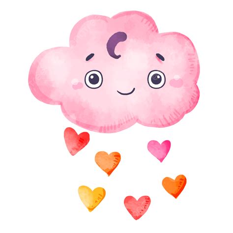 ピンクのキャラクターが可愛いです。雲と愛。イラスト画像とpsdフリー素材透過の無料ダウンロード Pngtree