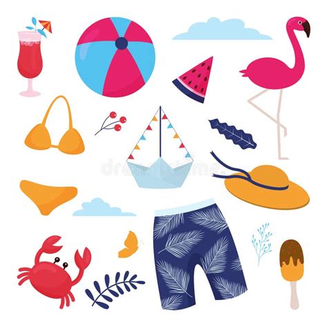 Summer Vacation Clip Art Stock Vector Illustration Of Flamingo 277663641