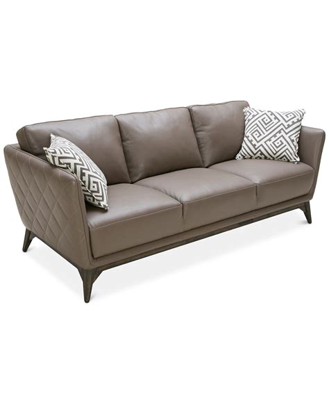 Kourtney Quilted Side Leather Sofa Leather Sofa Browse Macys