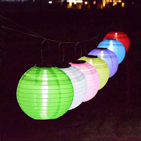 Outdoor Solar Chinese Led Lanterns Nylon Colorful Paper Lantern Lights