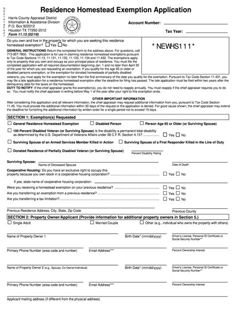 Harris County Homestead Exemption Form Fill Out And Sign Online Dochub