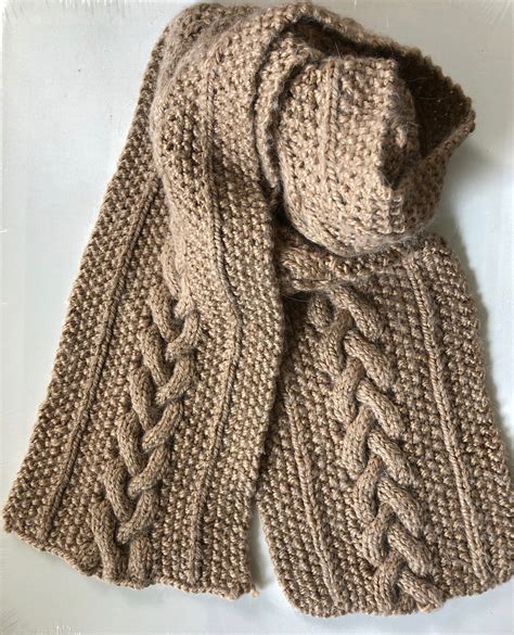 Pdf Cabled Scarf Knitting Pattern Etsy