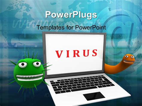 Powerpoint Template Laptop With Viruses Around On A Web Background 30741