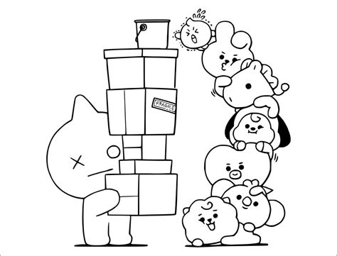 Coloring Page Bt21 Bt21 Coloring Pages Pencil Drawing