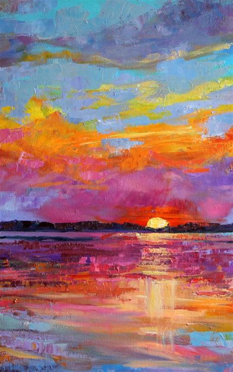 Colorful Sky Palette Knife Set Of 3 Abstract Oil Painting Etsy