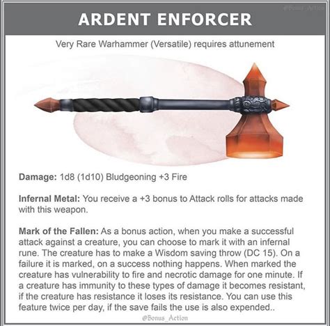 Get an overview of damage types and see examples for each here! Infernal Hammer | Dungeons and dragons homebrew, Dnd 5e ...