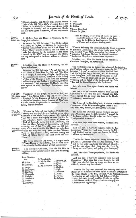 House Of Lords Journal Volume 20 6 July 1717 British History Online