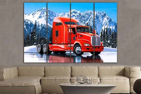 Print On Canvas Truck Canvas Kenworth Truck Décor Truck Print Etsy