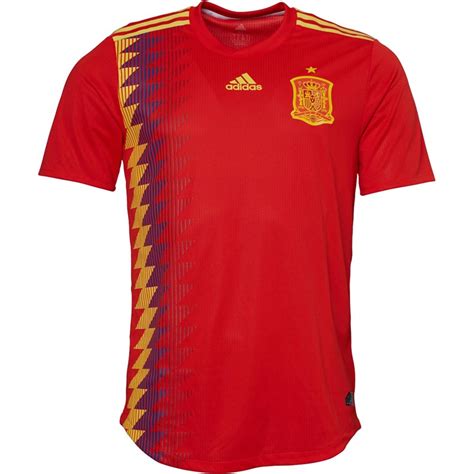 Buy Adidas Mens Fef Spain Home Authentic Jersey Redbold Gold