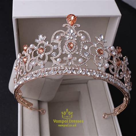 Gold Modern Baroque Alloy Rhinestones Princess Crown Bridal Tiara