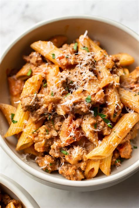 Easy Creamy Ground Beef Pasta Salt And Lavender