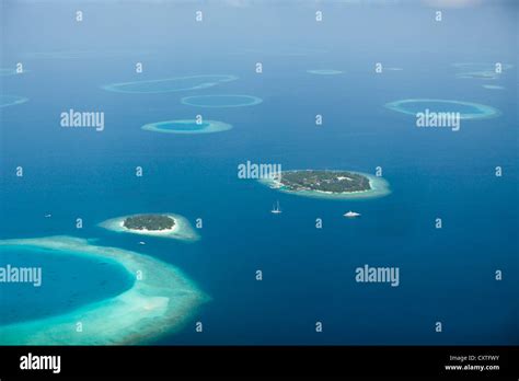 Aerial View Of Bandos And Kuda Bandos Islands North Male Atoll