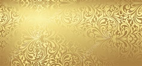 Background Floral Pattern Fashion Golden Wallpaper Tile Decorative
