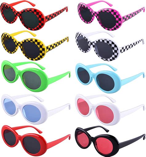 Siquk 10 Pairs Clout Goggles Oval Sunglasses 10 Colors