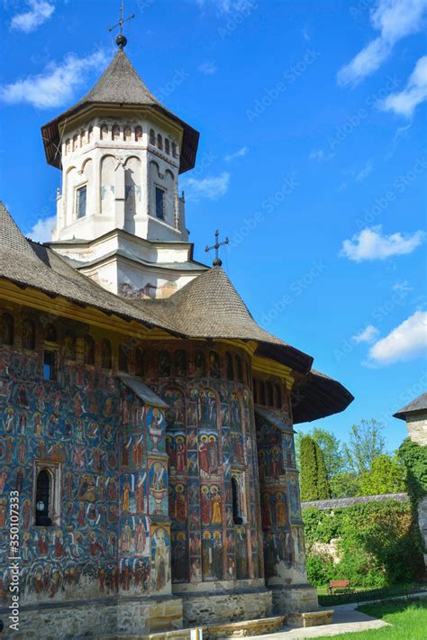 Facade Of The Moldovita Monastery Located In The Vatra Modovitei Region
