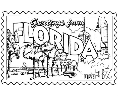Usa Printables Florida State Stamp States Coloring Page Coloring Home