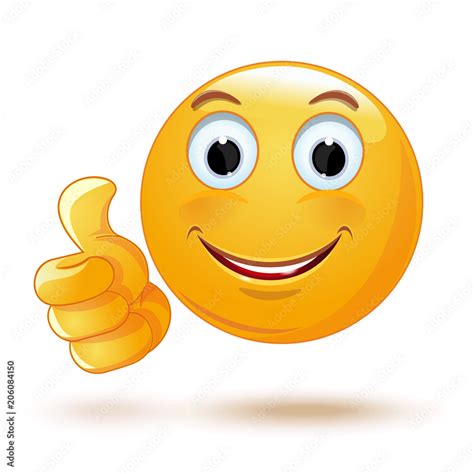 Vecteur Stock Smiley Thumb Up Laik Cool Emoticon Showing Thumb Up