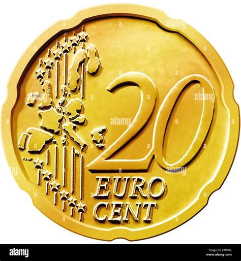 Illustration Of A Twenty 20 Cent Euro Coin Isolated On A White