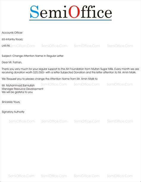 How to write a letter attention. Request Letter for Change Attention Name