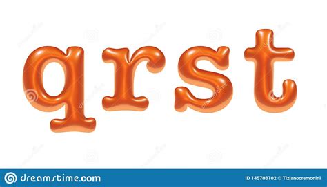 Orange Embossed Letters Alphabet Letters Q R S T 3d Illustration