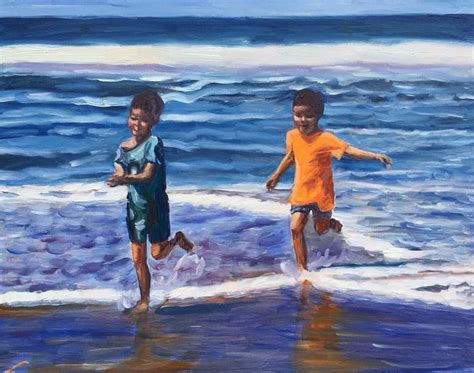 Running From The Wave Painting In 2020 Painting Oil Painting Art