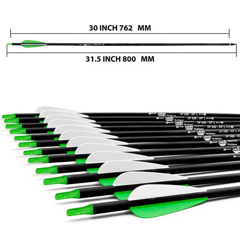 12pcs Archery Carbon Arrows 30inch Sp500 For Compound Recurve Bow