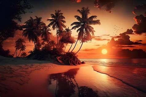 Premium Ai Image Amazing Tropical Sunset Background