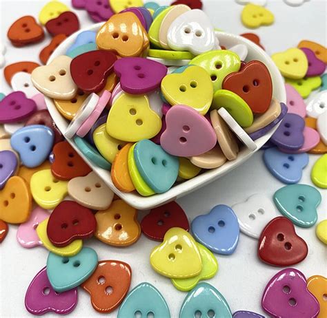 Heart Shaped Buttons 15mm 58 Inch Pack Of 20 Hearts Design Mixed