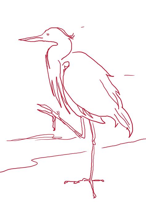 Heron Line Drawing Do4silkss Library Alcohol Ink Painting