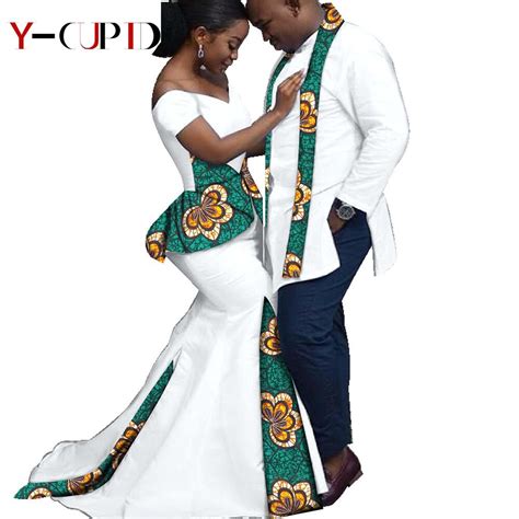 Vêtements Africains Pour Couples Patchwork Ankara Longues Robes De