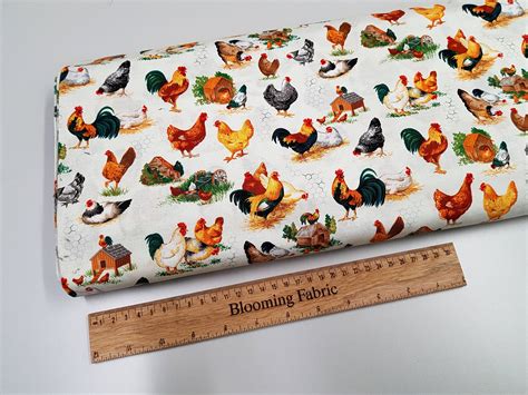 Chicken Fabric Roost Fabric Chick Fabric 100 Woven Cotton Etsy