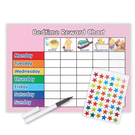 Bedtime Routine Reward Chart Magnetic Available Free Pen And Star