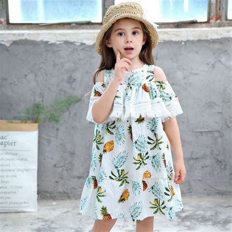 Little Girls Print Dresses Cotton Summer 2018 Kids Girl