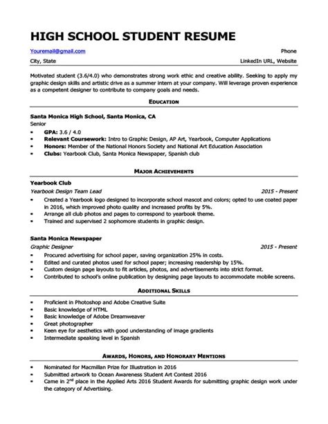 And an important aspect of doing well in interviews is proper preparation. Examples Of Resumes For High School Students - 13 Student ...