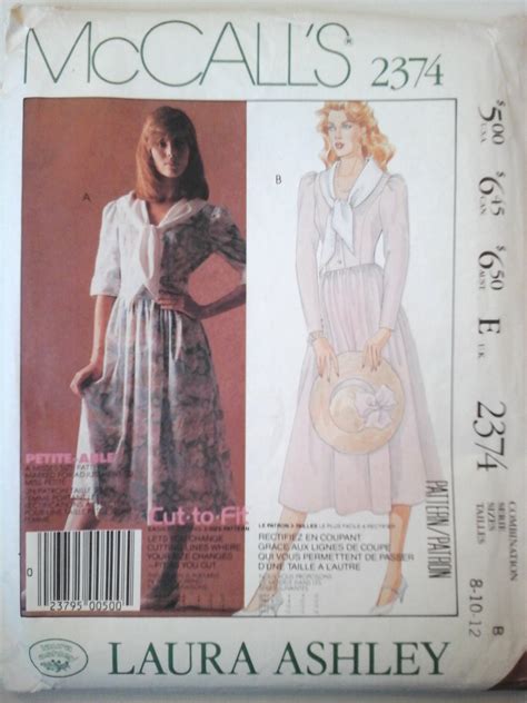 1980s Mccalls 2374 Laura Ashley Dress Pattern Size 8 Etsy