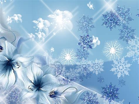 雪花花朵蓝色高清桌面壁纸：宽屏：高清晰度：全屏幕