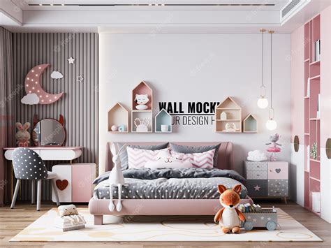 Premium Psd Interior Kids Room Wallpaper Mockup