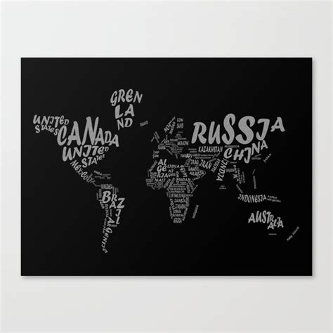 World Map Typography Canvas Print By Bekim Art Society6