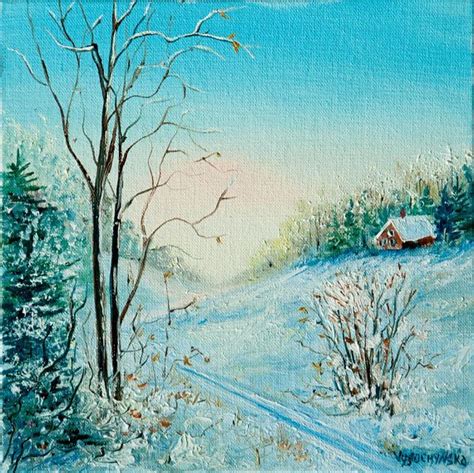 Winter Landscape Oil Painting Winter Forest Oil Painting Snowy Etsy
