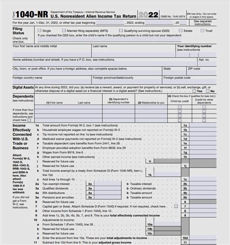 Form 1040nr Nonresident Alien Income Tax Return Explained