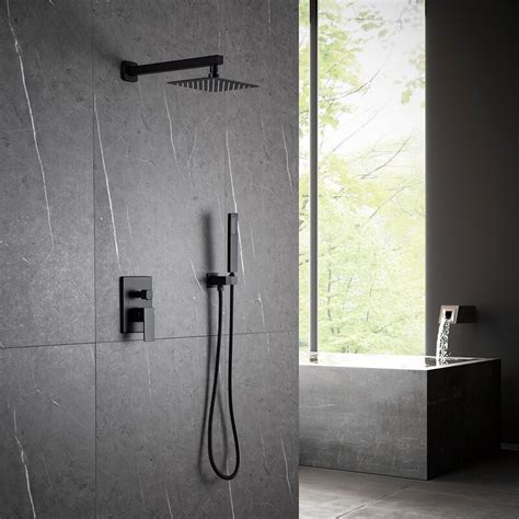 Modland Matte Black Shower System Wall Mounted Bathroom Rain Mixer