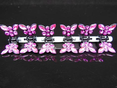 12 Pcs 5 Color Mini Butterfly Crystal Flower Hair Claw Clamp Hair Clip