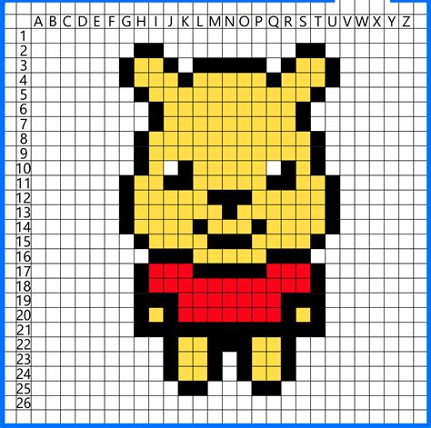 Winnie Disney Pixel Art Einfaches Zeichnungsmuster