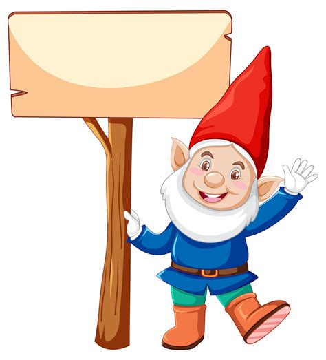 Cartoon Gnome Holding Blank Banner Download Free Vectors